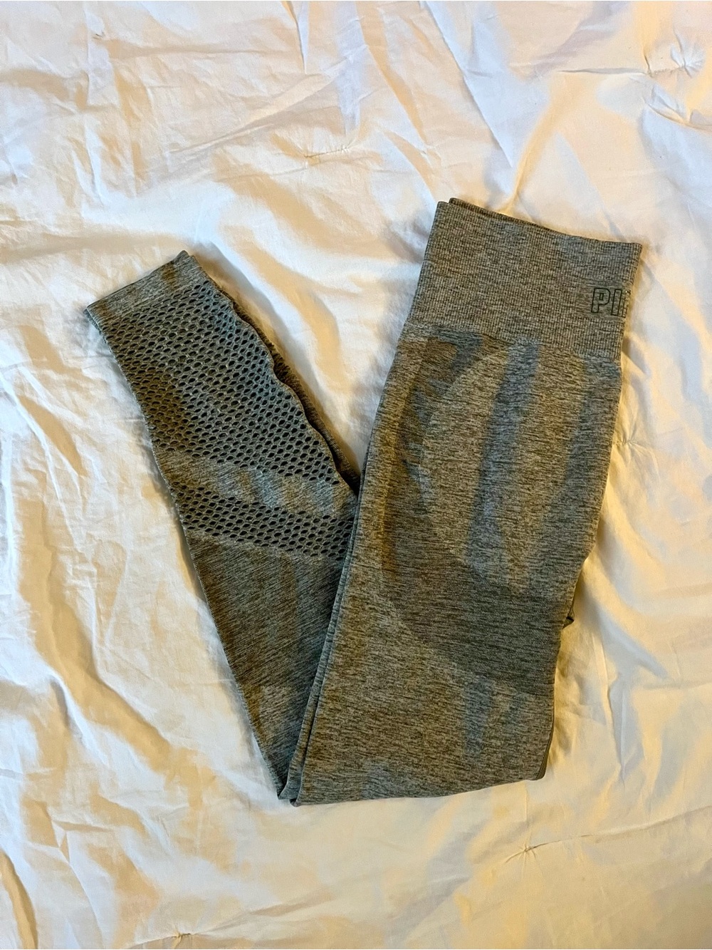 PINK Victoria's Secret Gray Seamless Leggings with Mesh Panels